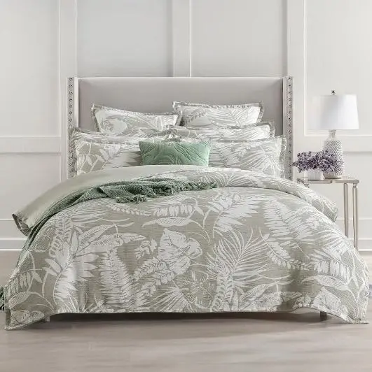 Palm Tree Sage Green Jacquard Quilt Cover Set by Renee Taylor