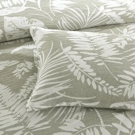 Palm Tree Sage Green Jacquard Quilt Cover Set by Renee Taylor