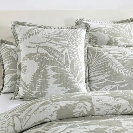 Palm Tree Sage Green Jacquard Quilt Cover Set by Renee Taylor