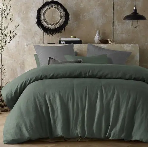 Sea Green Hemp Quilt Cover by Vintage Design