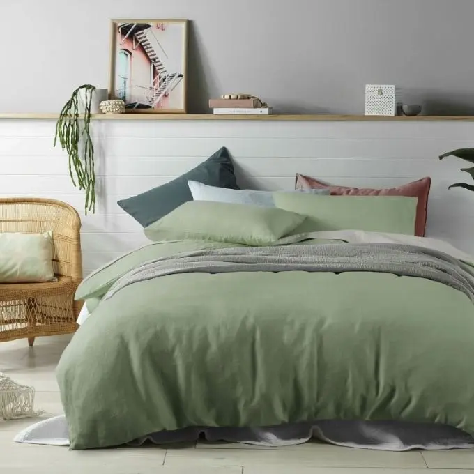 Sage Linen Quilt Cover by Vintage Design