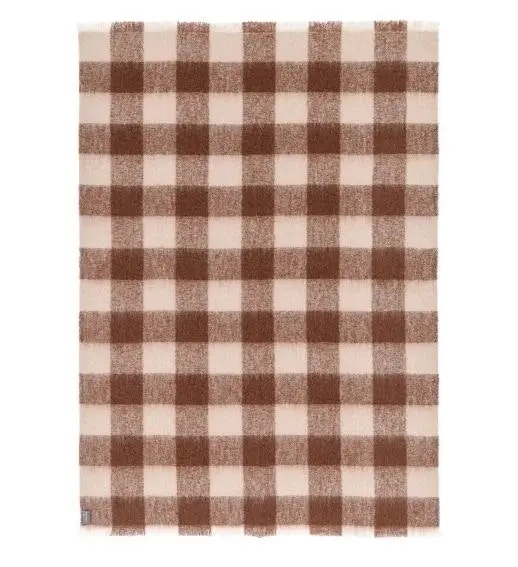 Mocha Mohair Check Knee Throw Rug by St Albans