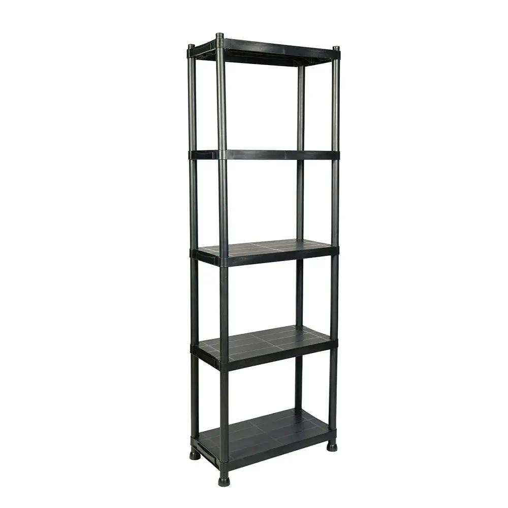 Viviendo 5 Tier Shelving Rack Organiser Plastic Home Storage Garage Multipurpose - Black