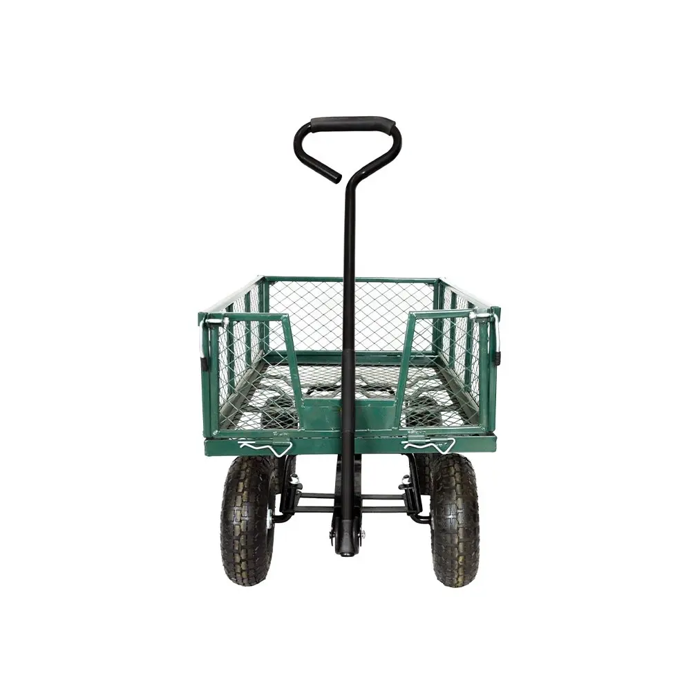 HortiKraft Heavy-Duty Garden Cart Utility Steel Mesh Wagon Outdoor Yard 300kg Capacity