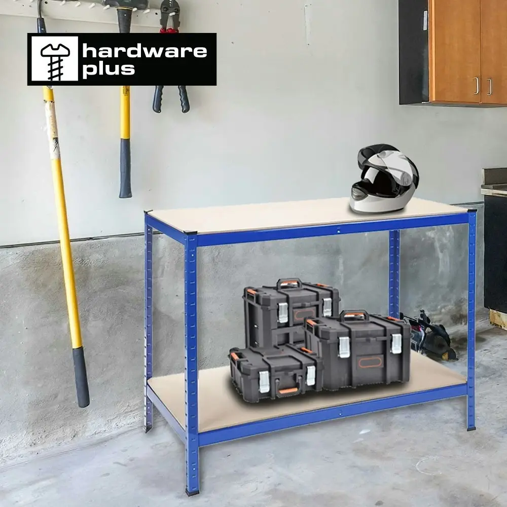 HARDWARE PLUS 2-Tier Workbench Shelving Rack Storage Garage Warehouse 150cm