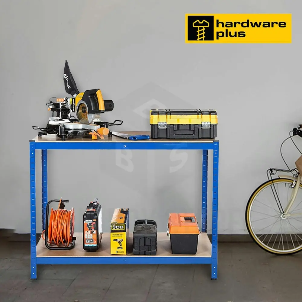 HARDWARE PLUS 2-Tier Workbench Shelving Rack Storage Garage Warehouse 120cm