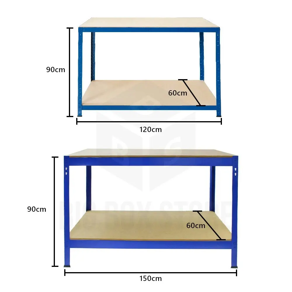 HARDWARE PLUS 2-Tier Workbench Shelving Rack Storage Garage Warehouse 120cm