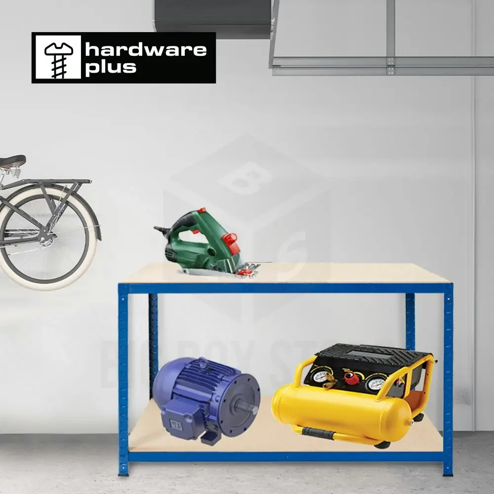 HARDWARE PLUS 2-Tier Workbench Shelving Rack Storage Garage Warehouse 120cm