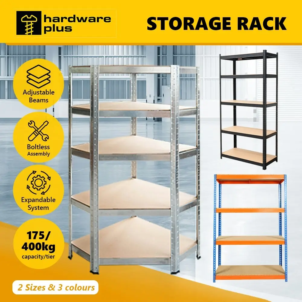 HARDWARE PLUS Corner Warehouse Shelving Garage Rack Heavy Duty Racking 5-Tier -Silver