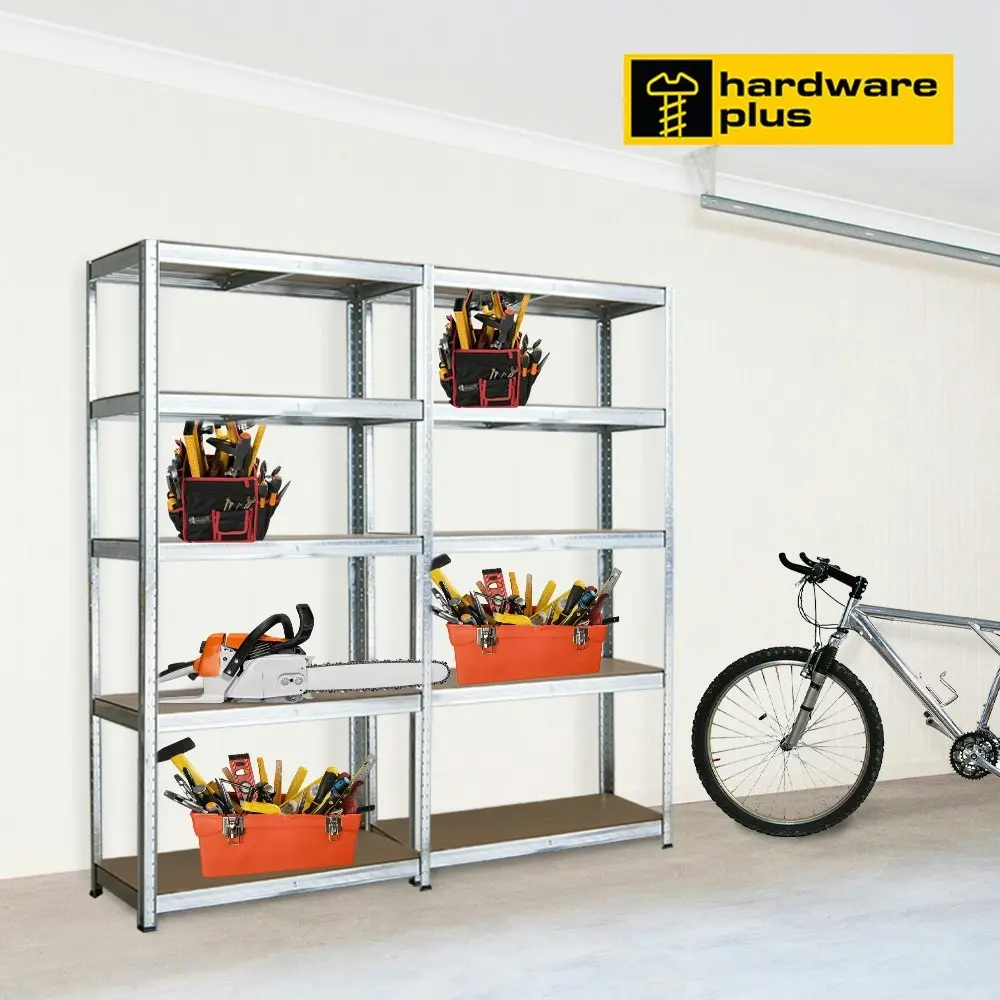 HARDWARE PLUS Corner Warehouse Shelving Garage Rack Heavy Duty Racking 5-Tier -Silver