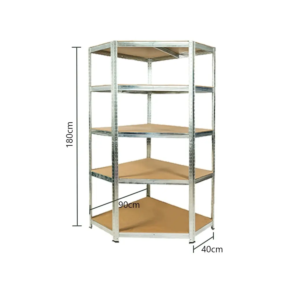 HARDWARE PLUS Corner Warehouse Shelving Garage Rack Heavy Duty Racking 5-Tier -Silver