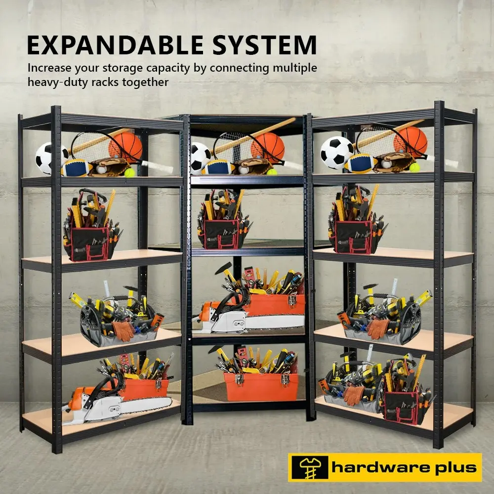 HARDWARE PLUS Corner Warehouse Shelving Garage Rack Heavy Duty Racking 5-Tier - Black