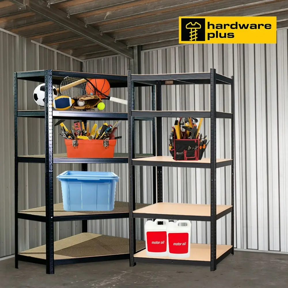 HARDWARE PLUS Corner Warehouse Shelving Garage Rack Heavy Duty Racking 5-Tier - Black