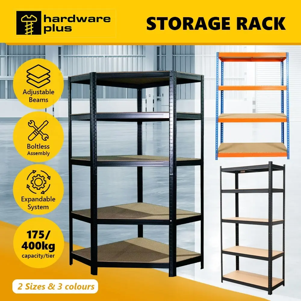 HARDWARE PLUS Corner Warehouse Shelving Garage Rack Heavy Duty Racking 5-Tier - Black