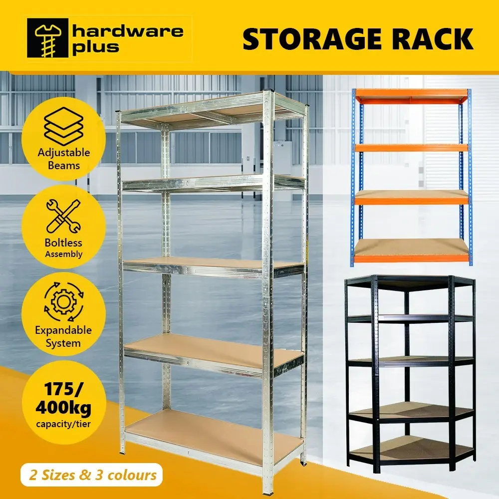 HARDWARE PLUS Warehouse Shelving Garage Rack Heavy Duty Racking 5-Tier- Silver