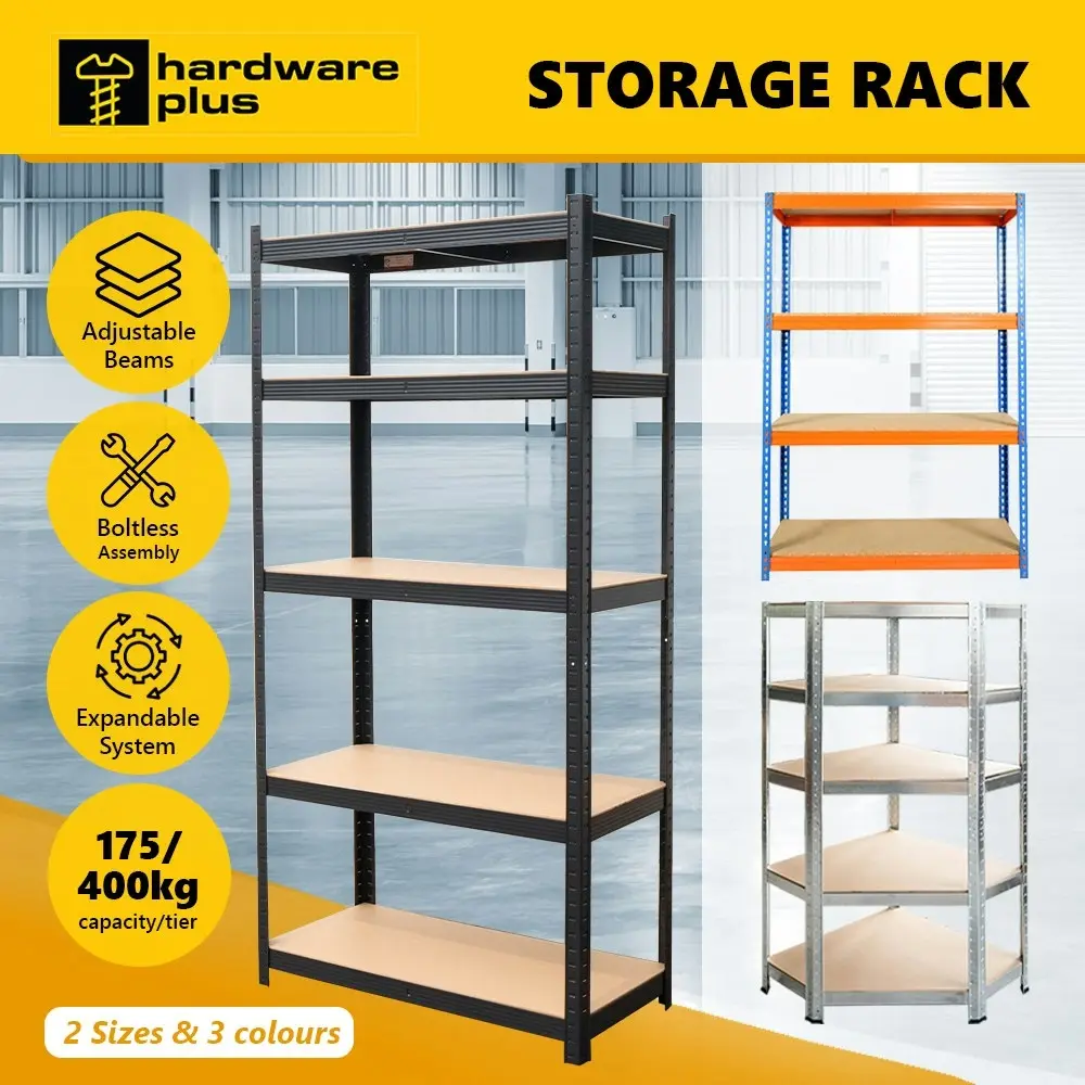 HARDWARE PLUS Warehouse Shelving Garage Rack Heavy Duty Racking 5-Tier- Black