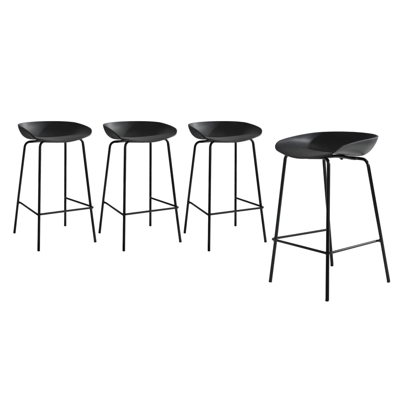 Oikiture Set of 4 Kitchen Bar Stools Stool Dinning Counter Chairs Metal Black