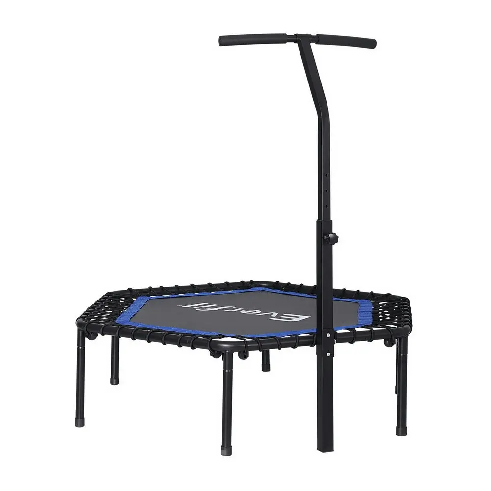 Everfit 48inch Hexagon Fitness Trampoline Rebounder Adjustable Handrail Blue