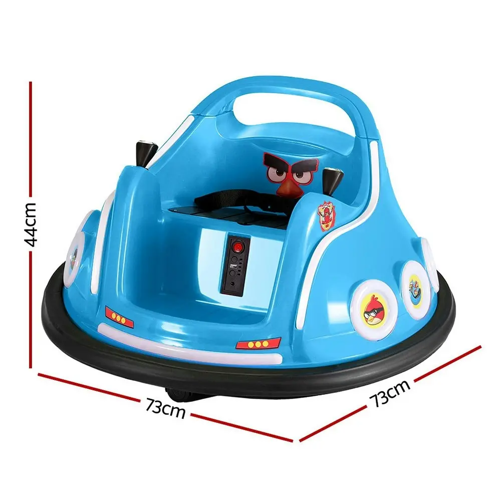 Kids Ride On Car Bumper Electric Toys Cars Light Remote Angry Birds Sticker Blue