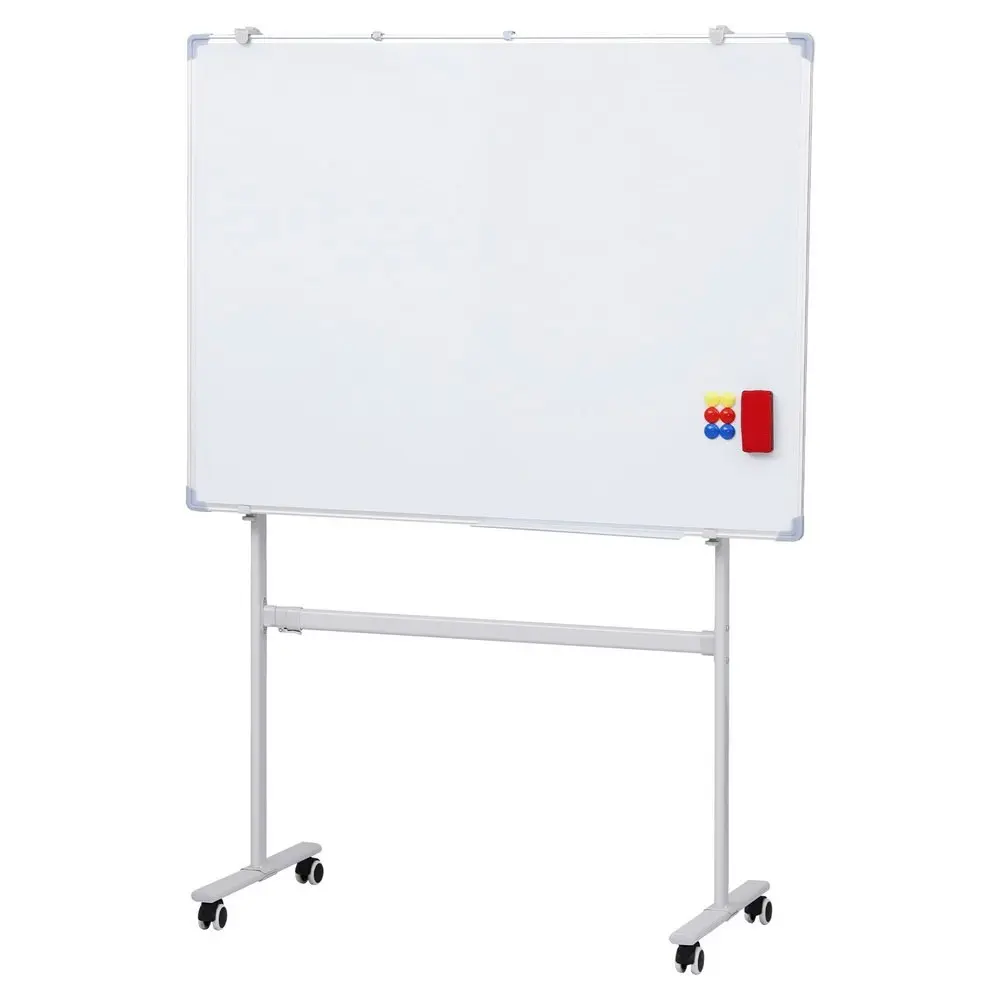 90x120cm Standing Whiteboard with Wheels Magnetic Double-Sided Erase Board