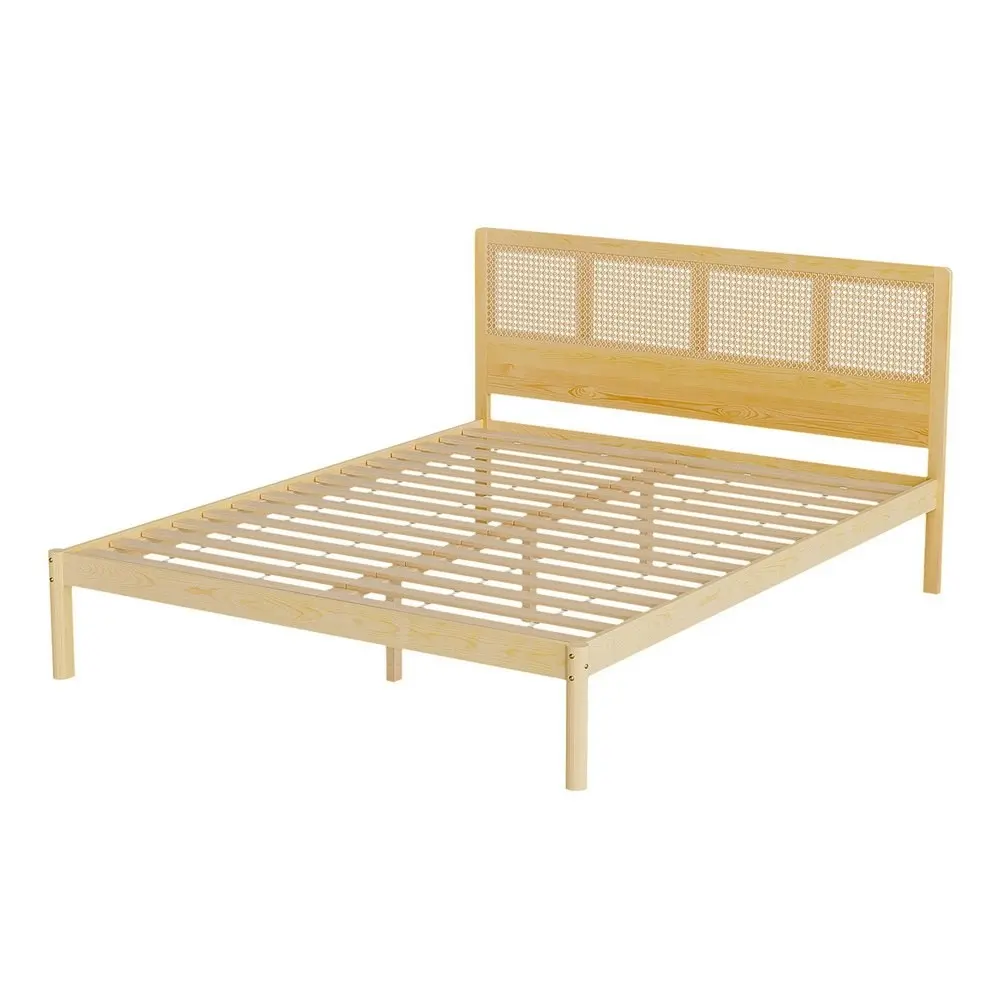 Artiss Bed Frame Queen Size Rattan Wooden RITA