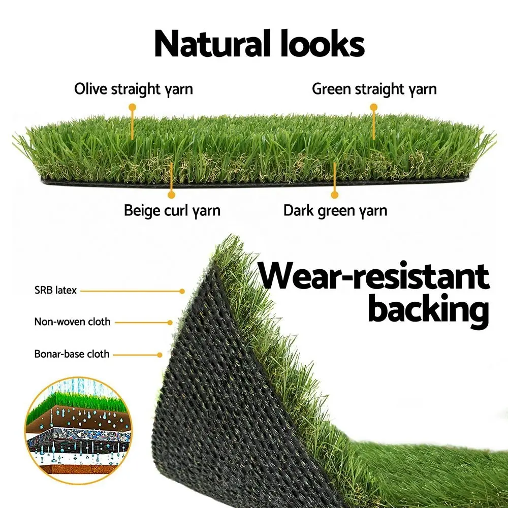 Primeturf Artificial Grass 30mm 2mx5m 20SQM Synthetic Fake Lawn Turf Plastic Plant 4-coloured