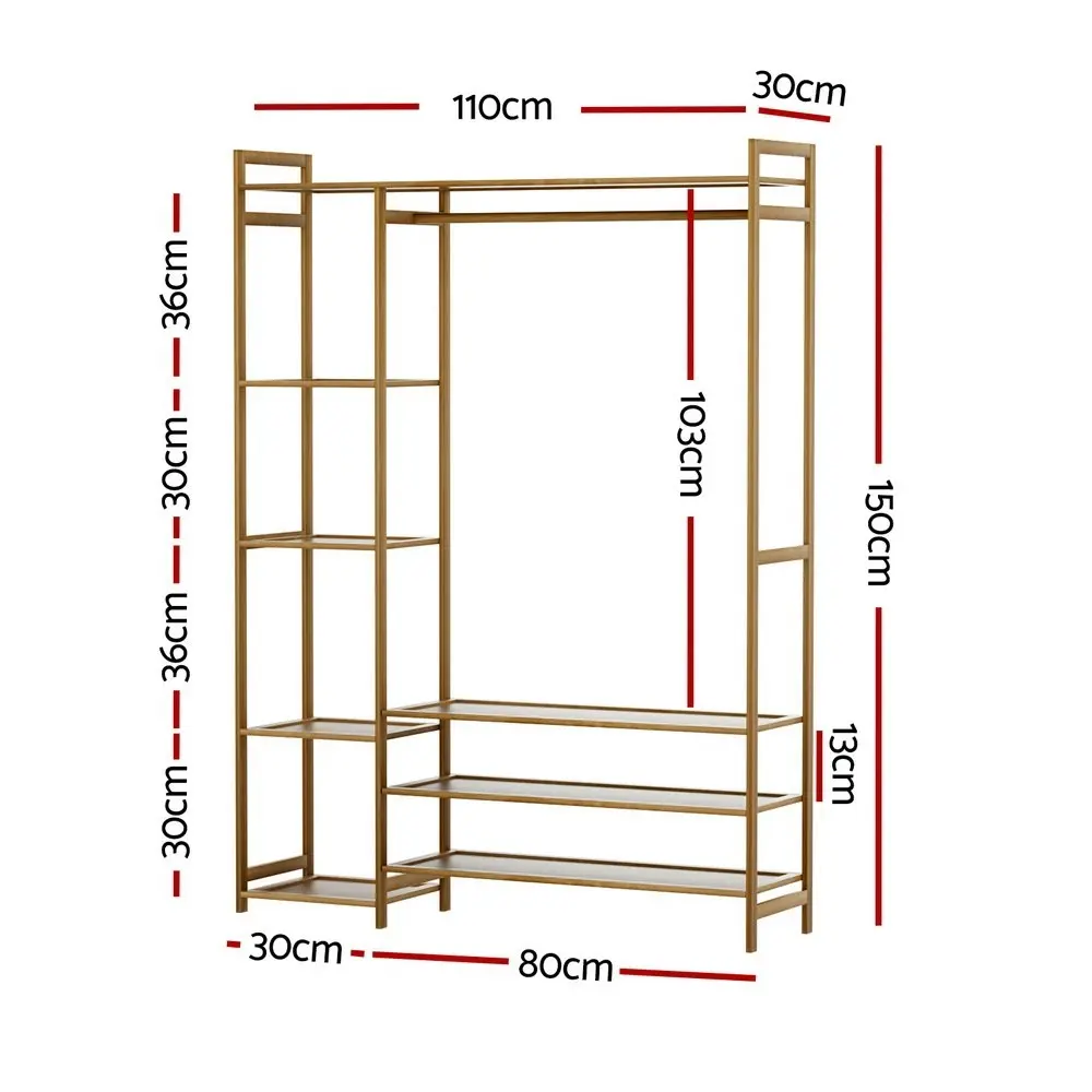 Artiss Clothes Rack Coat Stand 8 Shelves Bamboo