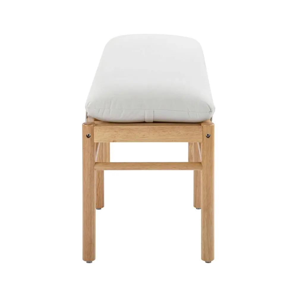 Design Square Casey Wooden Frame Fabric Cushion Ottoman Bench 113cm White