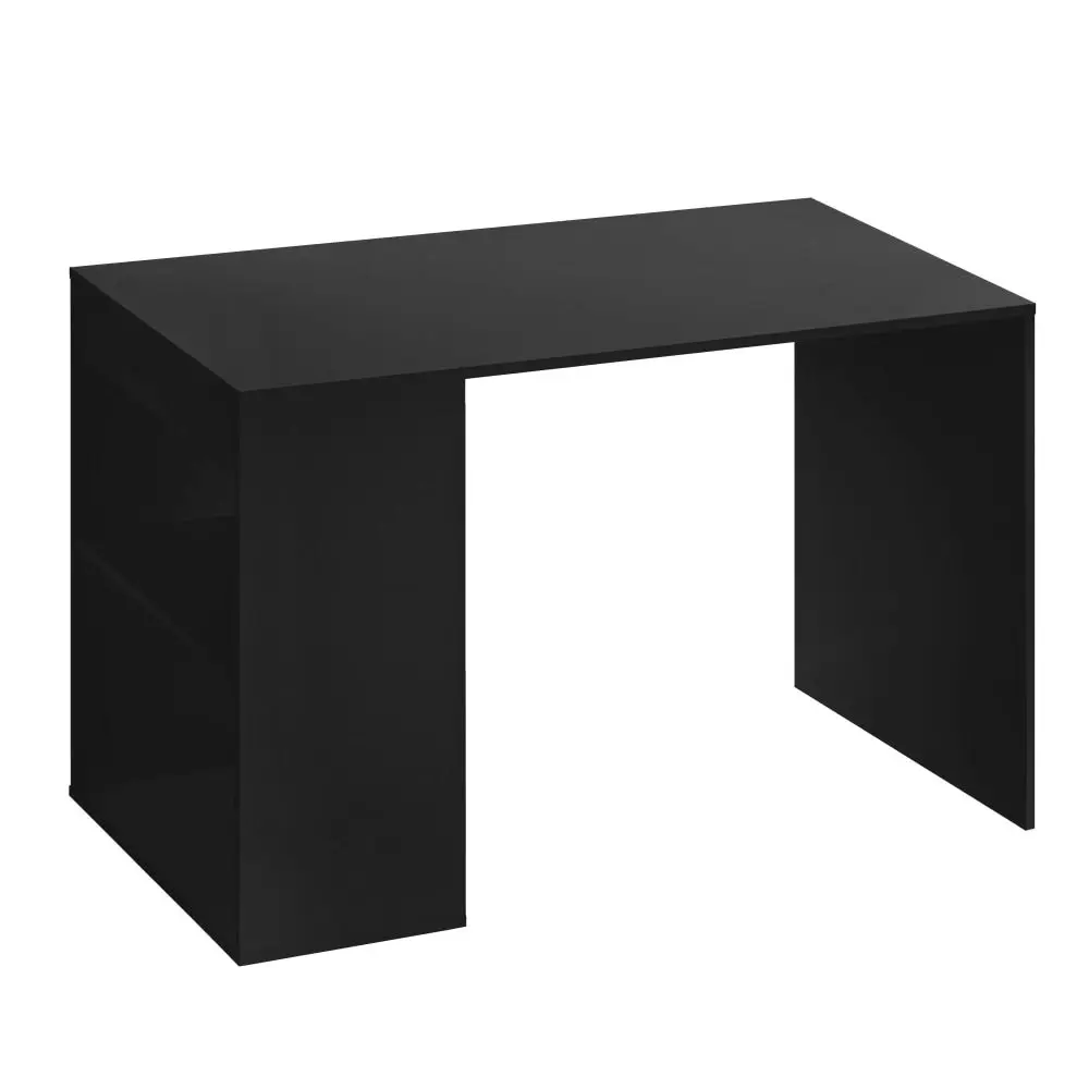 Design Square Nicky Study Computer Working Home Office Desk W/ 2-Shelves Black