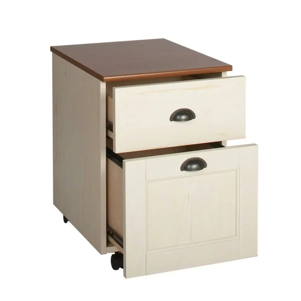 Maestro Furniture Basil Wooden 2-Drawer Mobile Pedestal Filling Cabinet Antique White