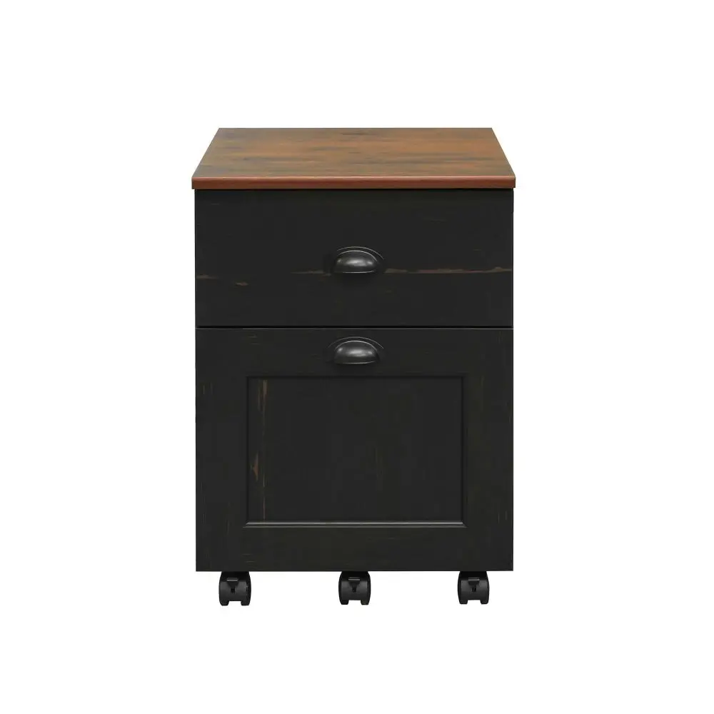 Maestro Furniture Basil Wooden 2-Drawer Mobile Pedestal Filling Cabinet Antique Black