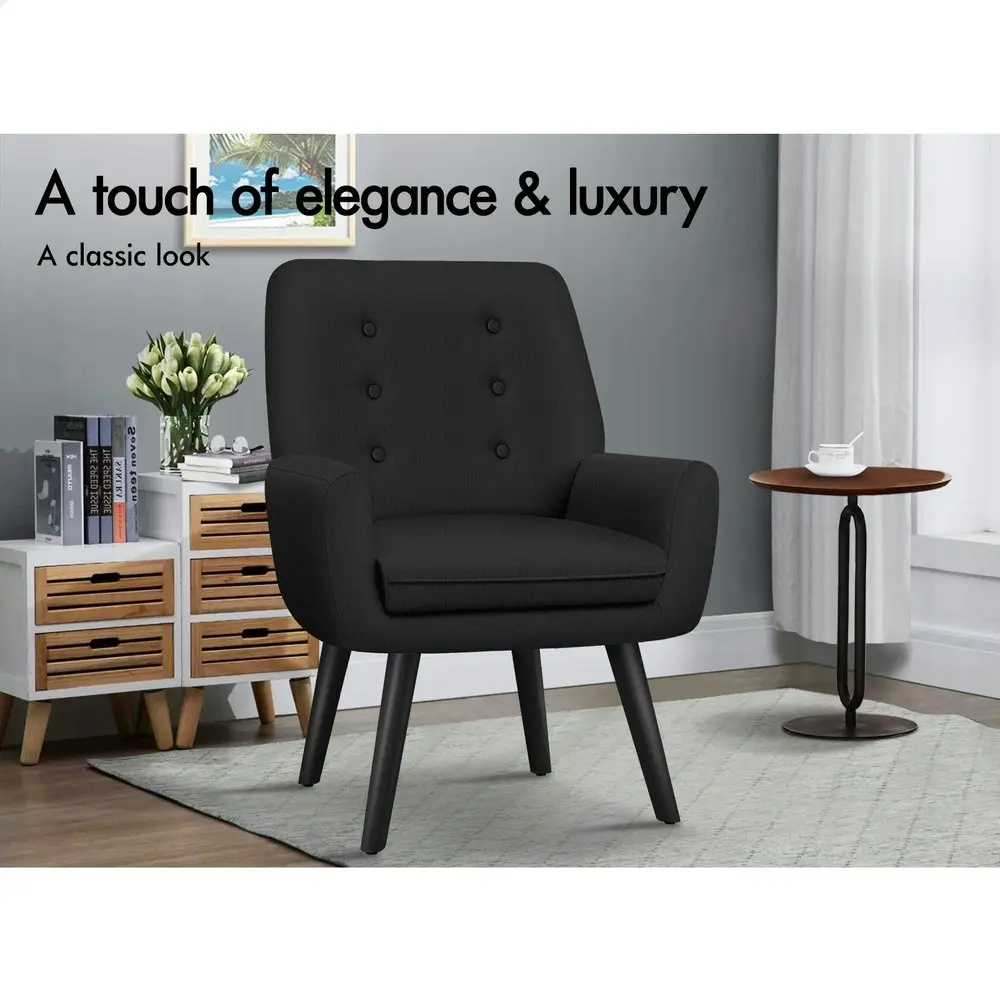 Alfordson Armchair Lounge Accent Chair Fabric Black