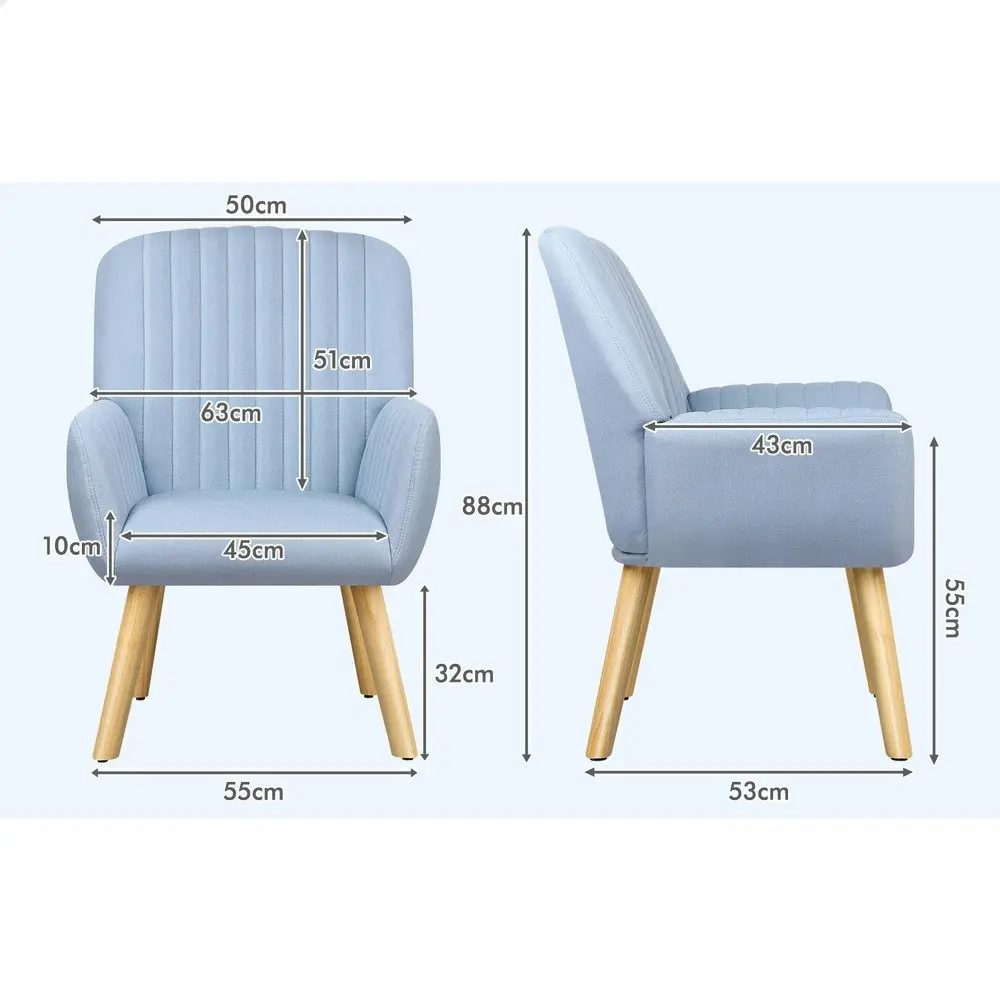 Alfordson Armchair Lounge Accent Chair Fabric Blue