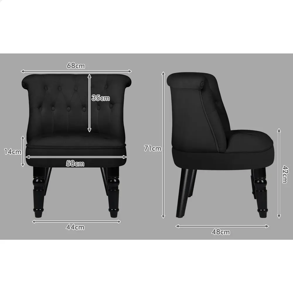 Alfordson Armchair Wooden Accent Chair Wingback Lounge Sofa Couch Velvet Seat Black