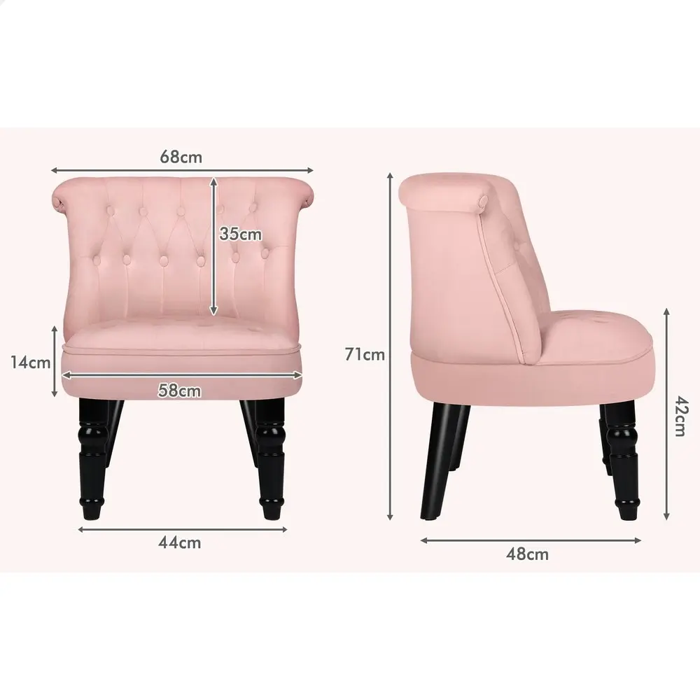 Alfordson Armchair Wooden Accent Lounge Chair Wingback Couch Velvet Sofa Seat Pink