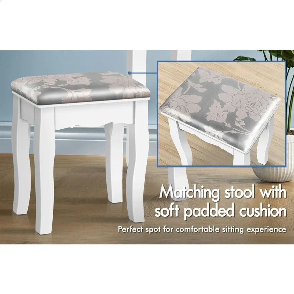 Alfordson Dressing Table Stool Set Foldable White