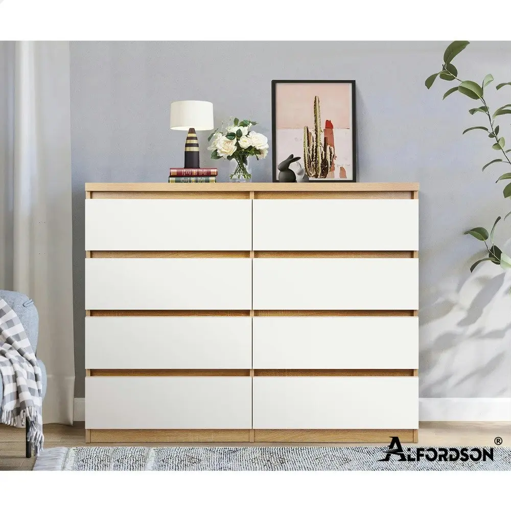 Alfordson 8 Chest of Drawers Minimalist Dresser Oak