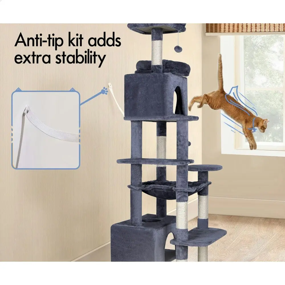 BEASTIE Cat Tree Tower Scratching Post Scratcher Condo House Furniture Grey 184