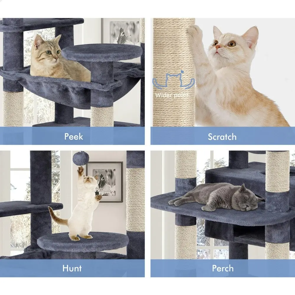 BEASTIE Cat Tree Tower Scratching Post Scratcher Condo House Furniture Grey 184