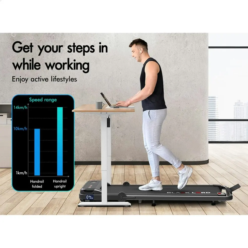 Black Lord Treadmill Electric Walking Pad Home Office Incline Foldable Black