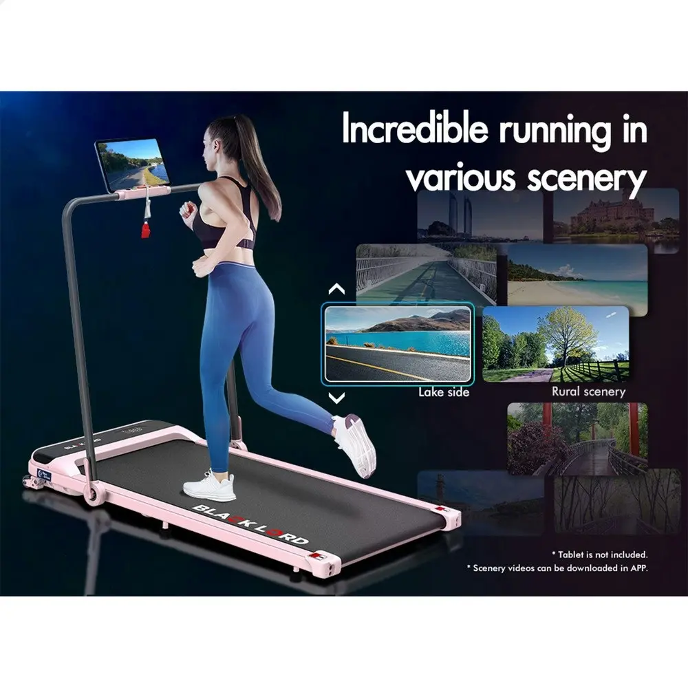 Black Lord Treadmill Electric Walking Pad Home Office Incline Foldable Pink