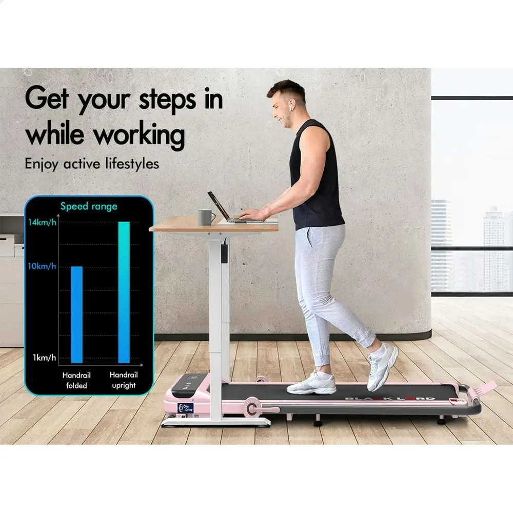 Black Lord Treadmill Electric Walking Pad Home Office Incline Foldable Pink