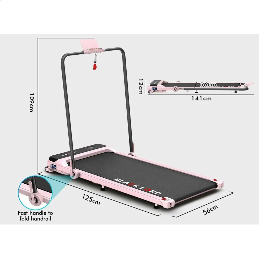 Black Lord Treadmill Electric Walking Pad Home Office Incline Foldable Pink