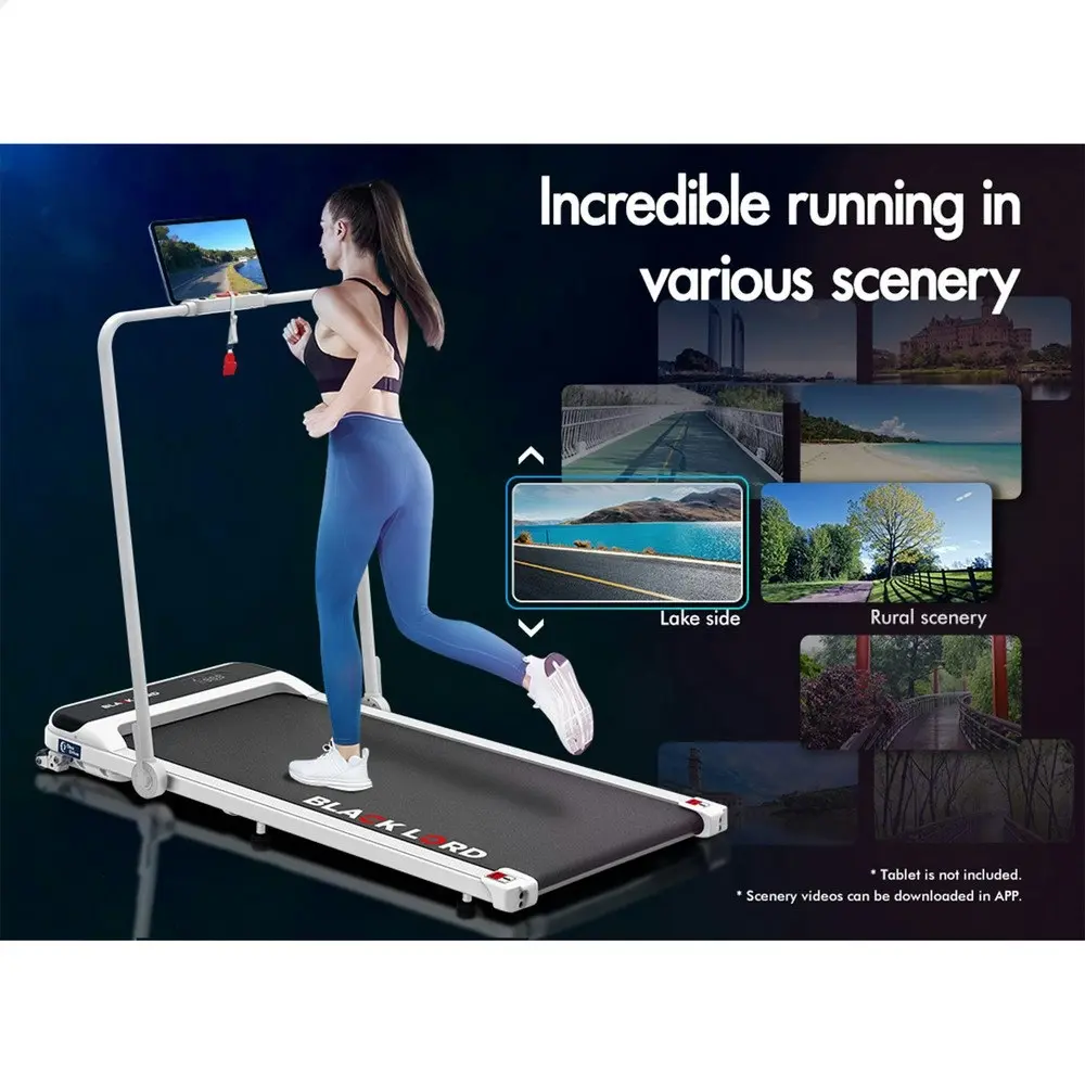 Black Lord Treadmill Electric Walking Pad Home Office Incline Foldable White