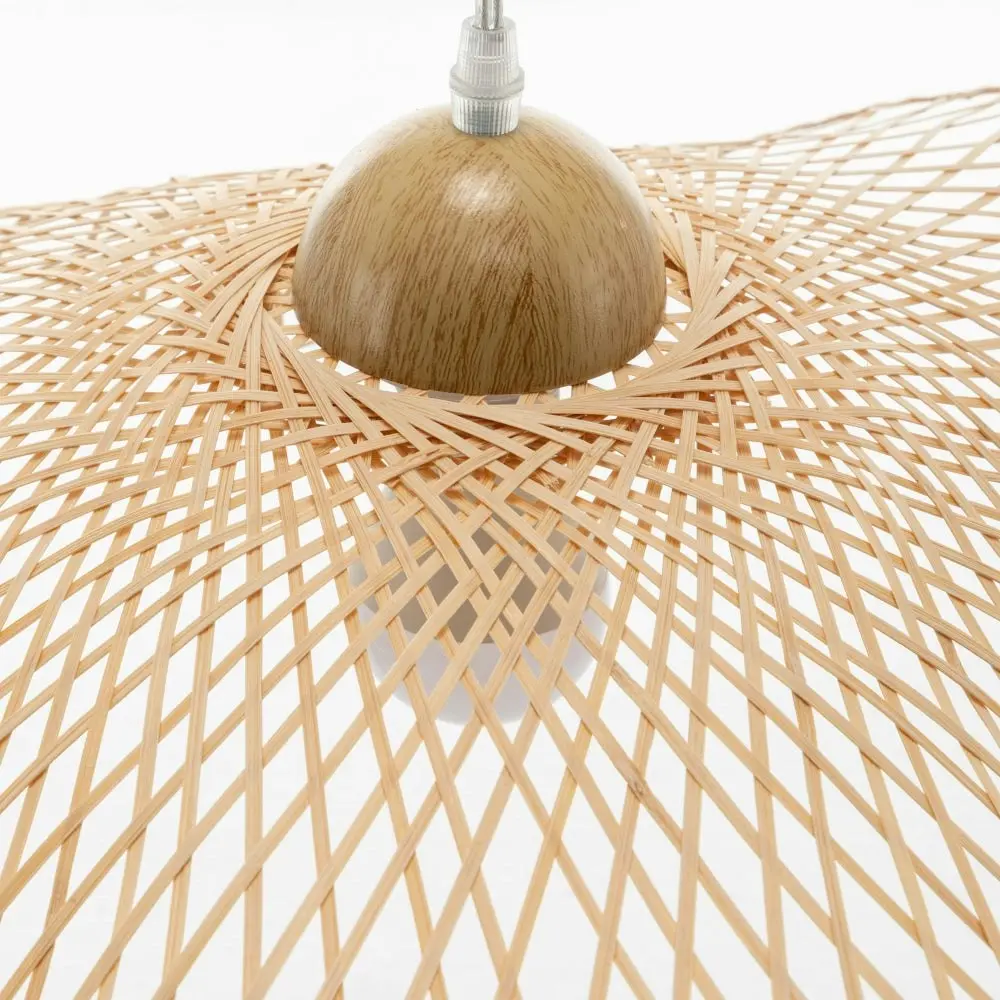 New Oriental Natural Hand-Woven Bamboo Wave Hanging Pendant Lamp Light Small