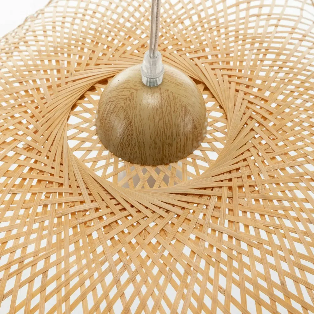 New Oriental Natural Hand-Woven Bamboo Wave Hanging Pendant Lamp Light Large