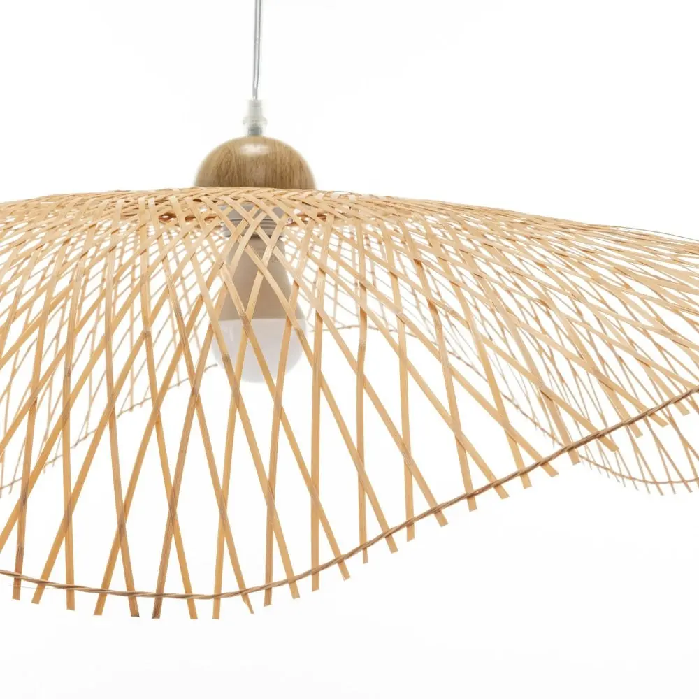 New Oriental Natural Hand-Woven Bamboo Wave Hanging Pendant Lamp Light Large