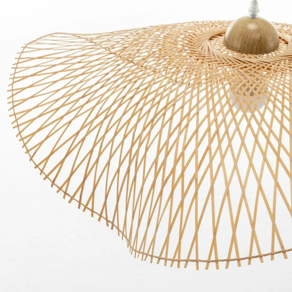 New Oriental Natural Hand-Woven Bamboo Wave Hanging Pendant Lamp Light Large