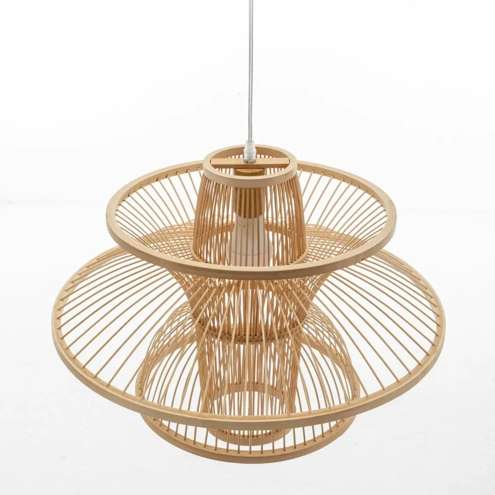 New Oriental Natural Hand-Woven Bamboo 3-Layer Hanging Light Pendant Lamp