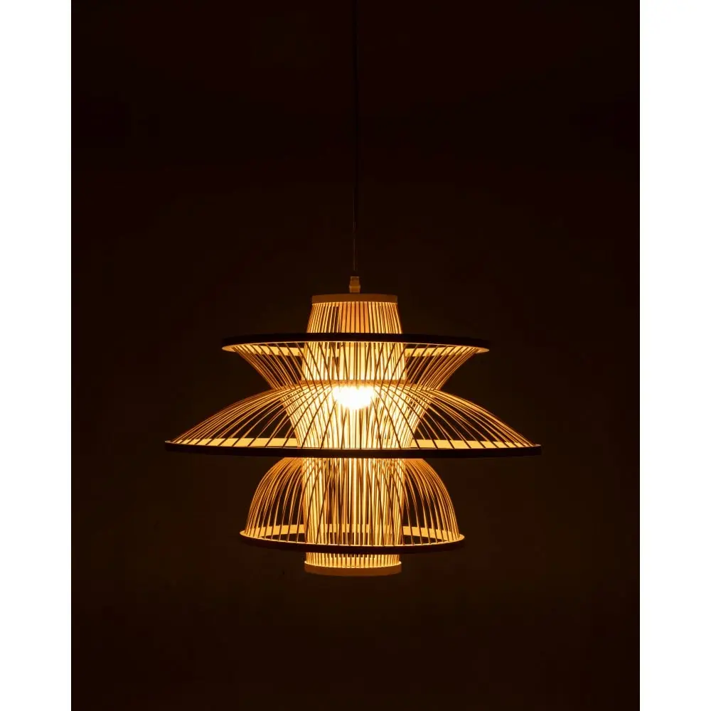 New Oriental Natural Hand-Woven Bamboo 3-Layer Hanging Light Pendant Lamp